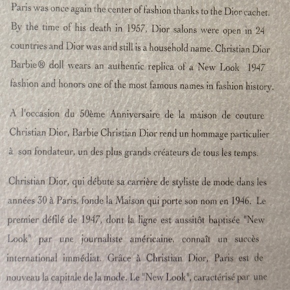SOLD ❌ Christian Dior Barbie Collectible - Picture 7 of 10